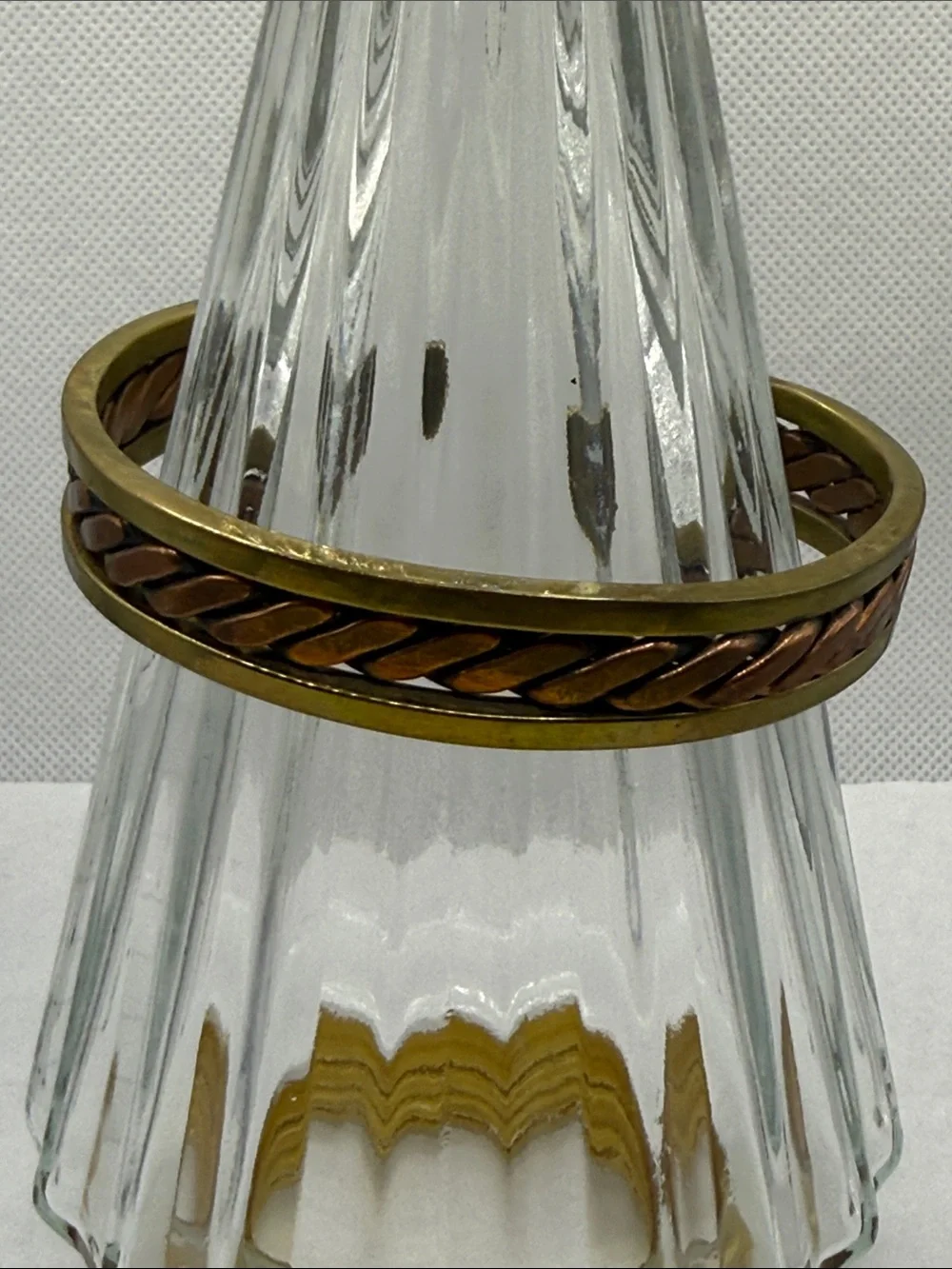 Vintage Two-Tone Braided Metal Cuff Bracelet - Copper & Brass thick heavy piece